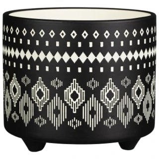 B&M Urban Eden Embossed Footed Planters 3pk - Black - Image 2