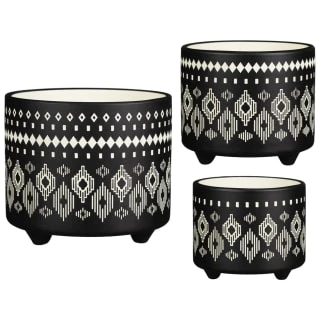 B&M Urban Eden Embossed Footed Planters 3pk - Black