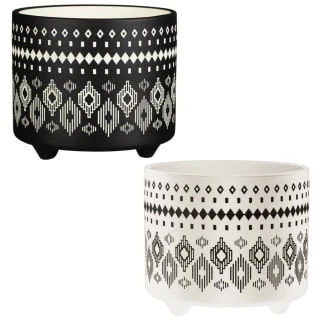 B&M Urban Eden Embossed Footed Planters 3pk - Black - Image 5