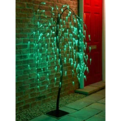 Solar Powered Weeping Willow Tree - Green LED 240 5ft