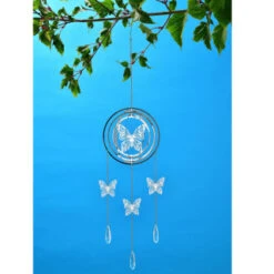 B&M 3D Metal Wind Spinner With Hanging Crystals - Butterfly