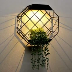 Solar Powered Geo Metal Shelf Wall Planter
